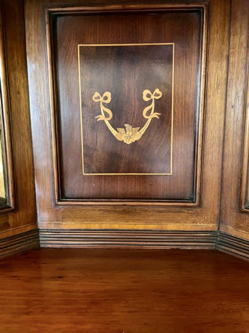 ANTIQUE EDWARDIAN QUALITY MAHOGANY INLAID CORNER DISPLAY CABINET - ADDITIONAL PHOTO 9