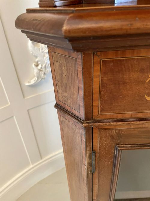 ANTIQUE EDWARDIAN QUALITY MAHOGANY INLAID CORNER DISPLAY CABINET - ADDITIONAL PHOTO 11