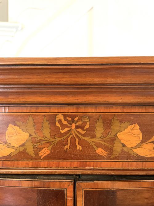 ANTIQUE EDWARDIAN QUALITY MAHOGANY INLAID CORNER DISPLAY CABINET - ADDITIONAL PHOTO 13