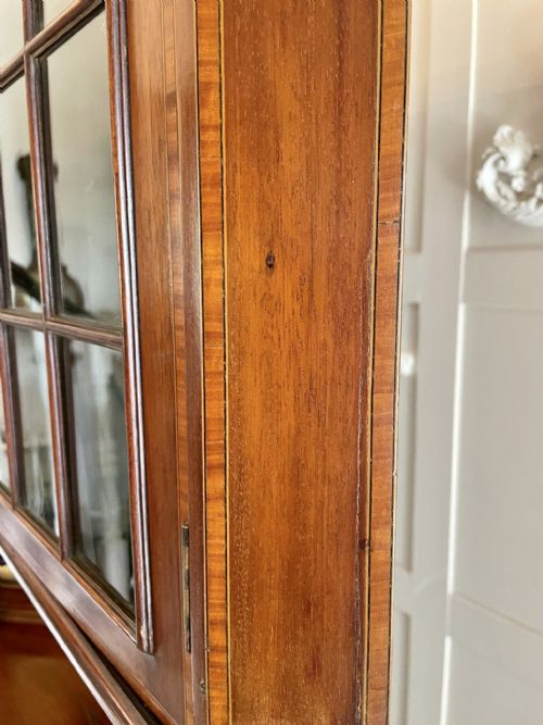 ANTIQUE EDWARDIAN QUALITY MAHOGANY INLAID CORNER DISPLAY CABINET - ADDITIONAL PHOTO 14