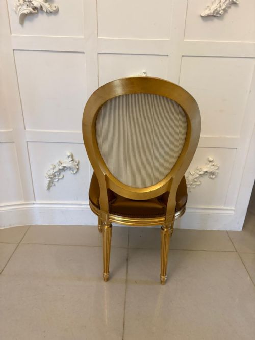LARGE RARE SUITE OF 42 MATCHING LOUIS XVI STYLE GILTWOOD DINING CHAIRS WITH SILK DAMASK UPHOLSTERY - ADDITIONAL PHOTO 17