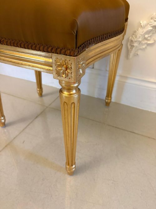 LARGE RARE SUITE OF 42 MATCHING LOUIS XVI STYLE GILTWOOD DINING CHAIRS WITH SILK DAMASK UPHOLSTERY - ADDITIONAL PHOTO 20