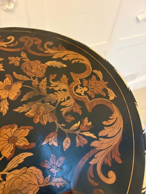 QUALITY ANTIQUE ITALIAN EBONISED MARQUETRY AND BONE INLAID PEDESTAL OCCASIONAL CENTRE TABLEPLANT STAND - ADDITIONAL PHOTO 4