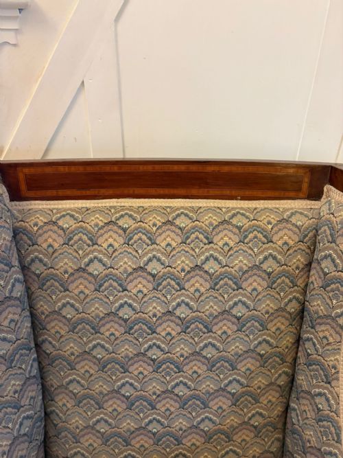 ANTIQUE QUALITY EDWARDIAN MAHOGANY BERGRE STYLE WING ARMCHAIR - ADDITIONAL PHOTO 4