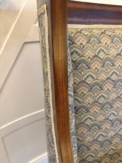 ANTIQUE QUALITY EDWARDIAN MAHOGANY BERGRE STYLE WING ARMCHAIR - ADDITIONAL PHOTO 5