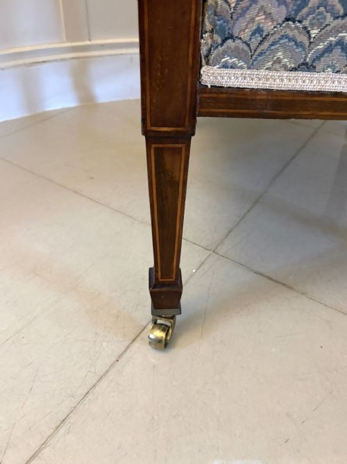 ANTIQUE QUALITY EDWARDIAN MAHOGANY BERGRE STYLE WING ARMCHAIR - ADDITIONAL PHOTO 7