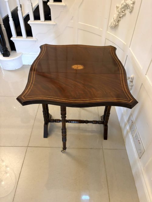 ANTIQUE MAHOGANY SUTHERLAND OCCASIONAL TABLE WITH SATINWOOD INLAY - ADDITIONAL PHOTO 1