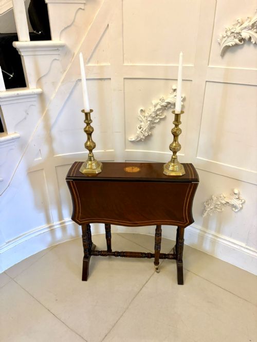 ANTIQUE MAHOGANY SUTHERLAND OCCASIONAL TABLE WITH SATINWOOD INLAY - ADDITIONAL PHOTO 2
