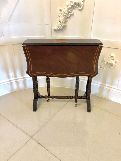 ANTIQUE MAHOGANY SUTHERLAND OCCASIONAL TABLE WITH SATINWOOD INLAY - ADDITIONAL PHOTO 3