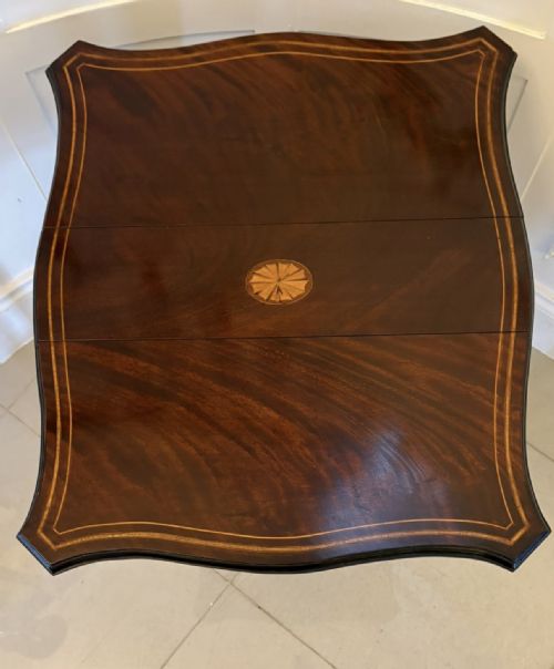 ANTIQUE MAHOGANY SUTHERLAND OCCASIONAL TABLE WITH SATINWOOD INLAY - ADDITIONAL PHOTO 5