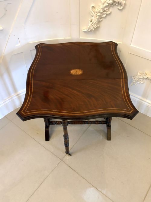 ANTIQUE MAHOGANY SUTHERLAND OCCASIONAL TABLE WITH SATINWOOD INLAY - ADDITIONAL PHOTO 7