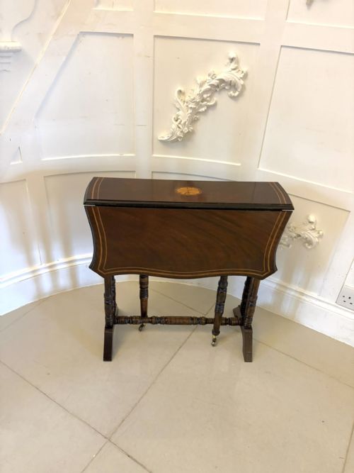 ANTIQUE MAHOGANY SUTHERLAND OCCASIONAL TABLE WITH SATINWOOD INLAY - ADDITIONAL PHOTO 8