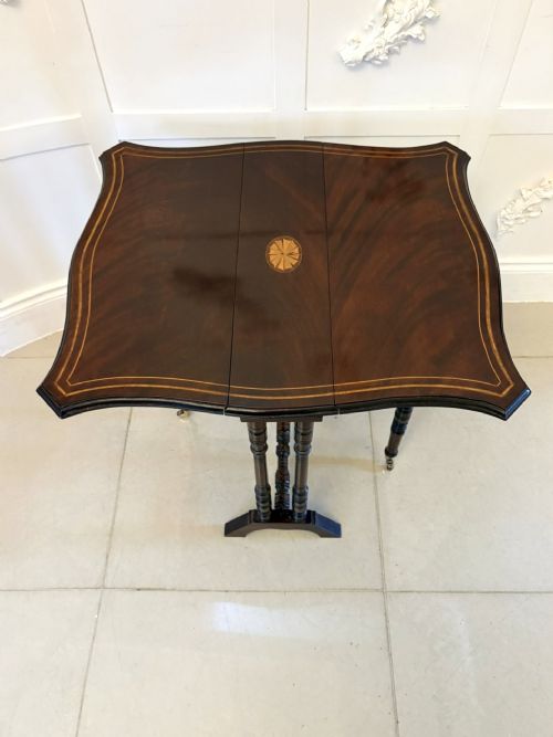 ANTIQUE MAHOGANY SUTHERLAND OCCASIONAL TABLE WITH SATINWOOD INLAY - ADDITIONAL PHOTO 9