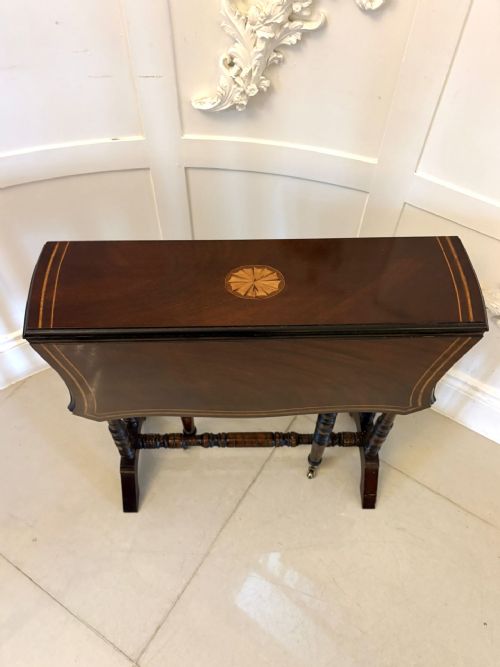 ANTIQUE MAHOGANY SUTHERLAND OCCASIONAL TABLE WITH SATINWOOD INLAY - ADDITIONAL PHOTO 10