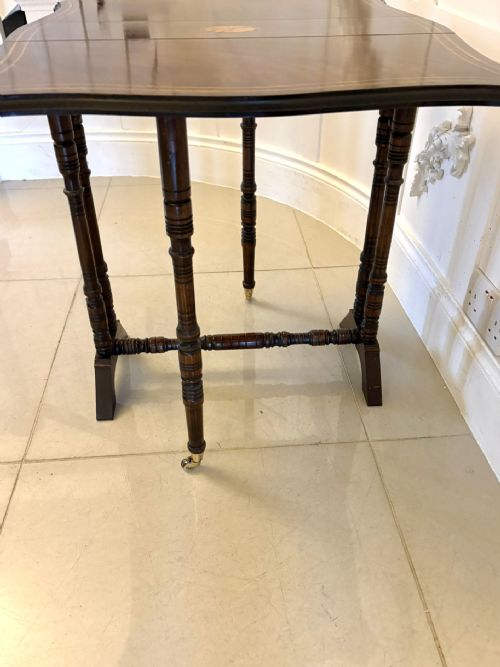 ANTIQUE MAHOGANY SUTHERLAND OCCASIONAL TABLE WITH SATINWOOD INLAY - ADDITIONAL PHOTO 11