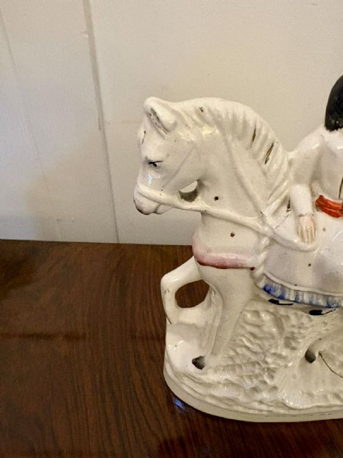 ANTIQUE VICTORIAN STAFFORDSHIRE EQUESTRIAN FIGURE OF JOAN OF ARC - ADDITIONAL PHOTO 1