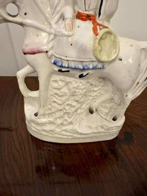 ANTIQUE VICTORIAN STAFFORDSHIRE EQUESTRIAN FIGURE OF JOAN OF ARC - ADDITIONAL PHOTO 8