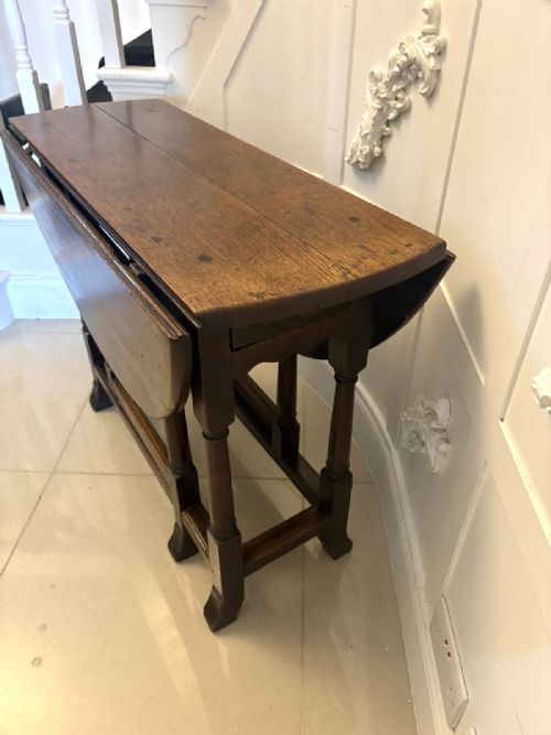ANTIQUE 17TH CENTURY OAK GATELEG DROP LEAF DINING SUPPER TABLE - ADDITIONAL PHOTO 11