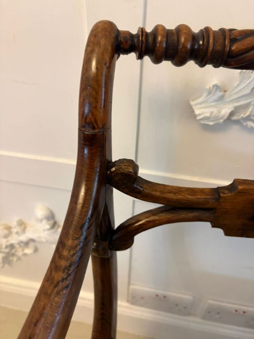 ANTIQUE REGENCY MAHOGANY DINING CHAIRS SET OF SIX WITH CANE SEATS FIVE SINGLES ONE CARVER - ADDITIONAL PHOTO 4