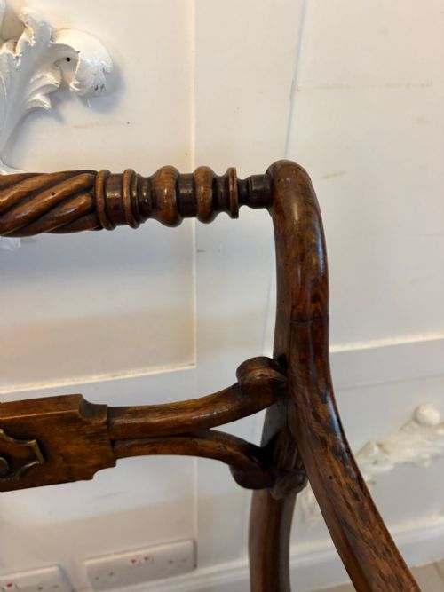 ANTIQUE REGENCY MAHOGANY DINING CHAIRS SET OF SIX WITH CANE SEATS FIVE SINGLES ONE CARVER - ADDITIONAL PHOTO 5