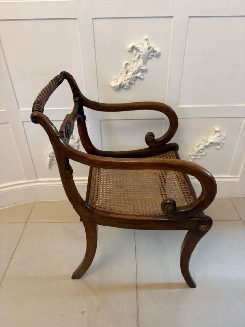 ANTIQUE REGENCY MAHOGANY DINING CHAIRS SET OF SIX WITH CANE SEATS FIVE SINGLES ONE CARVER - ADDITIONAL PHOTO 7