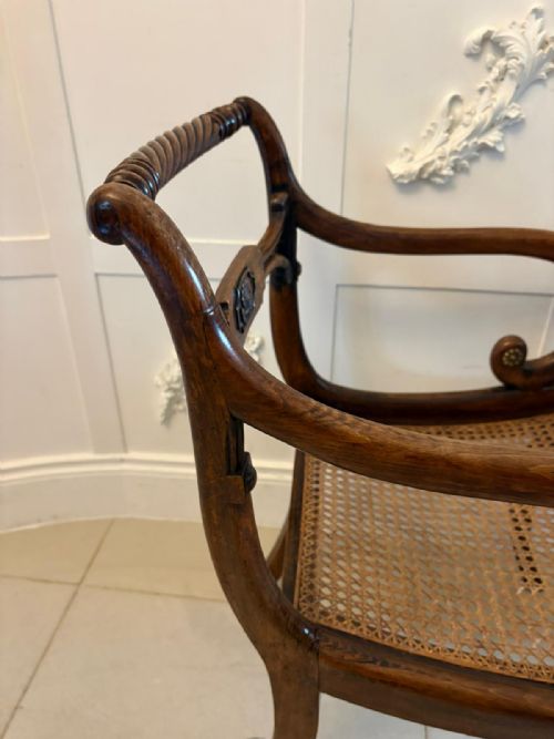 ANTIQUE REGENCY MAHOGANY DINING CHAIRS SET OF SIX WITH CANE SEATS FIVE SINGLES ONE CARVER - ADDITIONAL PHOTO 8