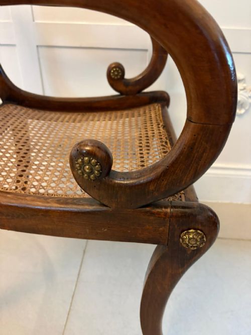ANTIQUE REGENCY MAHOGANY DINING CHAIRS SET OF SIX WITH CANE SEATS FIVE SINGLES ONE CARVER - ADDITIONAL PHOTO 14