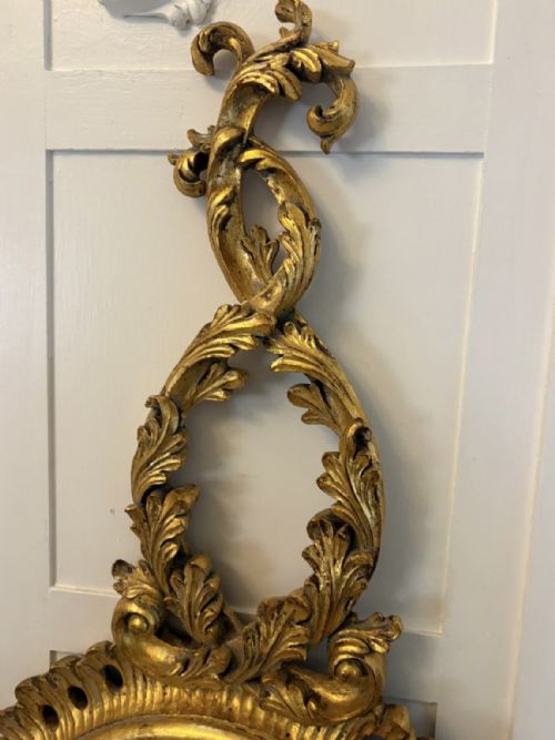 ANTIQUE PAIR OF REGENCY STYLE GILTWOOD CONVEX GIRANDOLE WALL MIRRORS - ADDITIONAL PHOTO 1