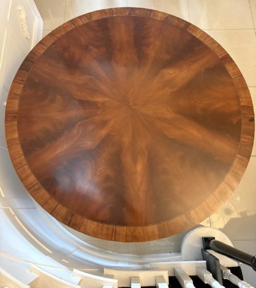 ANTIQUE ENGLISH VICTORIAN SEGMENTED FIGURED MAHOGANY CIRCULAR CENTRE DINING TABLE - ADDITIONAL PHOTO 6