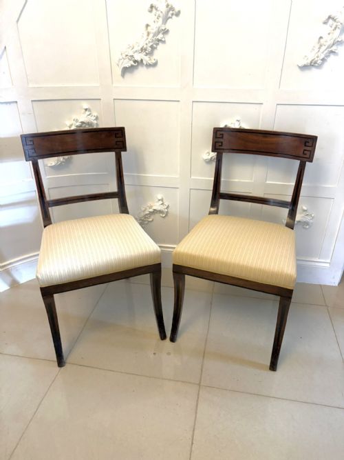 ANTIQUE ENGLISH REGENCY MAHOGANY KLISMOS DINING SIDE CHAIRS PAIR