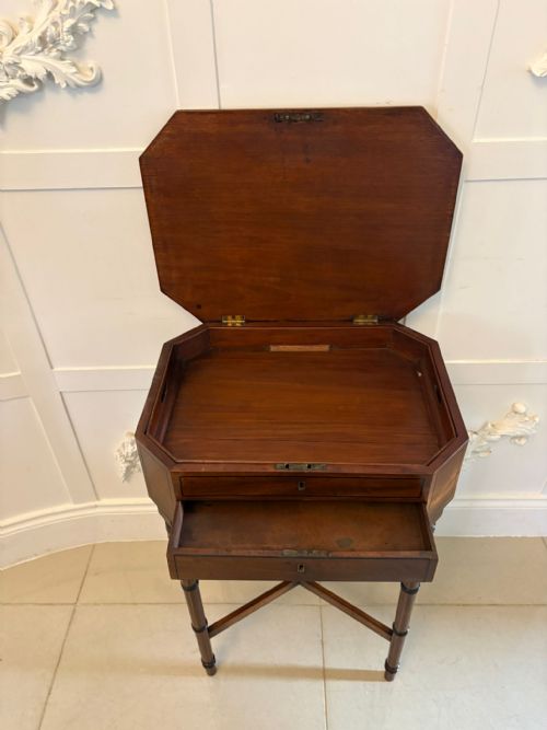 ANTIQUE GEORGIAN MAHOGANY LAMP WORK TABLE WITH REMOVABLE SEWING BASKET - ADDITIONAL PHOTO 3