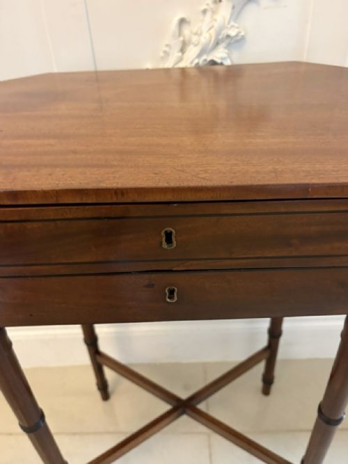 ANTIQUE GEORGIAN MAHOGANY LAMP WORK TABLE WITH REMOVABLE SEWING BASKET - ADDITIONAL PHOTO 7