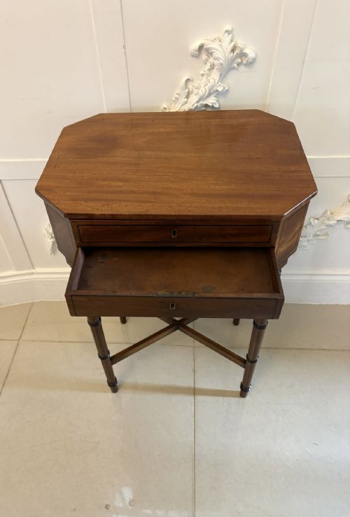 ANTIQUE GEORGIAN MAHOGANY LAMP WORK TABLE WITH REMOVABLE SEWING BASKET - ADDITIONAL PHOTO 8