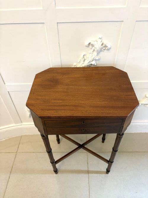 ANTIQUE GEORGIAN MAHOGANY LAMP WORK TABLE WITH REMOVABLE SEWING BASKET - ADDITIONAL PHOTO 10