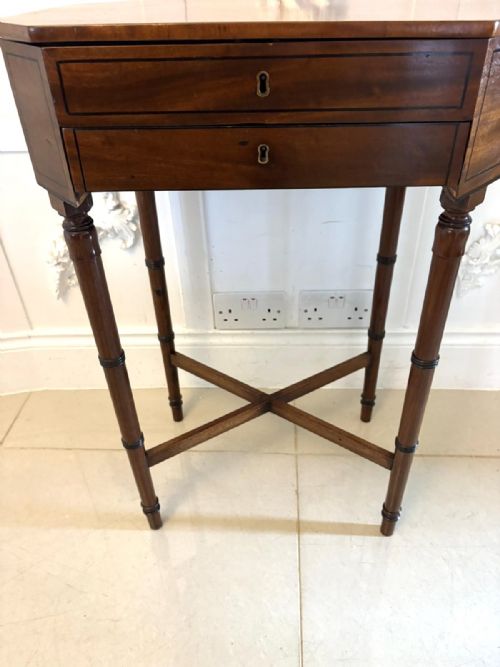 ANTIQUE GEORGIAN MAHOGANY LAMP WORK TABLE WITH REMOVABLE SEWING BASKET - ADDITIONAL PHOTO 11