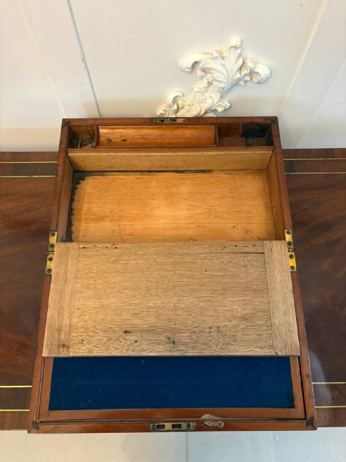 ANTIQUE GEORGIAN MAHOGANY WRITING SLOPE BOX WITH FITTED INTERIOR SECRET COMPARTMENT - ADDITIONAL PHOTO 3