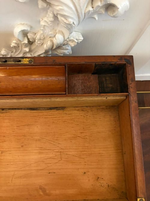 ANTIQUE GEORGIAN MAHOGANY WRITING SLOPE BOX WITH FITTED INTERIOR SECRET COMPARTMENT - ADDITIONAL PHOTO 5