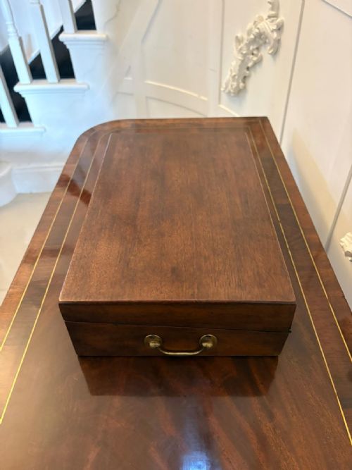 ANTIQUE GEORGIAN MAHOGANY WRITING SLOPE BOX WITH FITTED INTERIOR SECRET COMPARTMENT - ADDITIONAL PHOTO 6