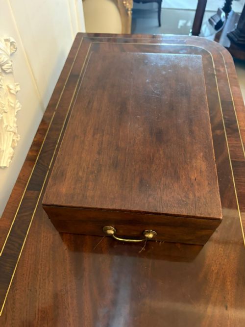 ANTIQUE GEORGIAN MAHOGANY WRITING SLOPE BOX WITH FITTED INTERIOR SECRET COMPARTMENT - ADDITIONAL PHOTO 8