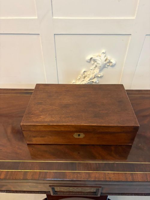ANTIQUE GEORGIAN MAHOGANY WRITING SLOPE BOX WITH FITTED INTERIOR SECRET COMPARTMENT - ADDITIONAL PHOTO 9