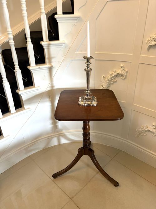 ANTIQUE GEORGIAN MAHOGANY TILT TOP TRIPOD TABLE LAMP TABLE WITH TURNED COLUMN - ADDITIONAL PHOTO 2