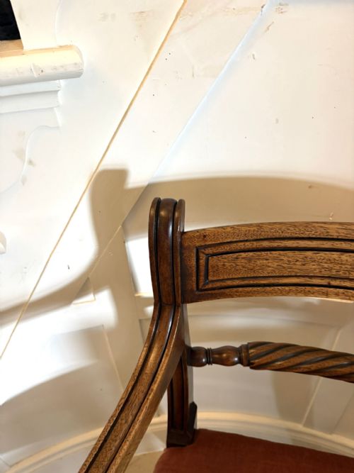 ANTIQUE REGENCY MAHOGANY OPEN ARMCHAIR DESK CHAIR - ADDITIONAL PHOTO 6