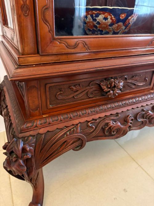 FABULOUS ANTIQUE JAPANESE RED LACQUER HARDWOOD DISPLAY CABINET - ADDITIONAL PHOTO 7