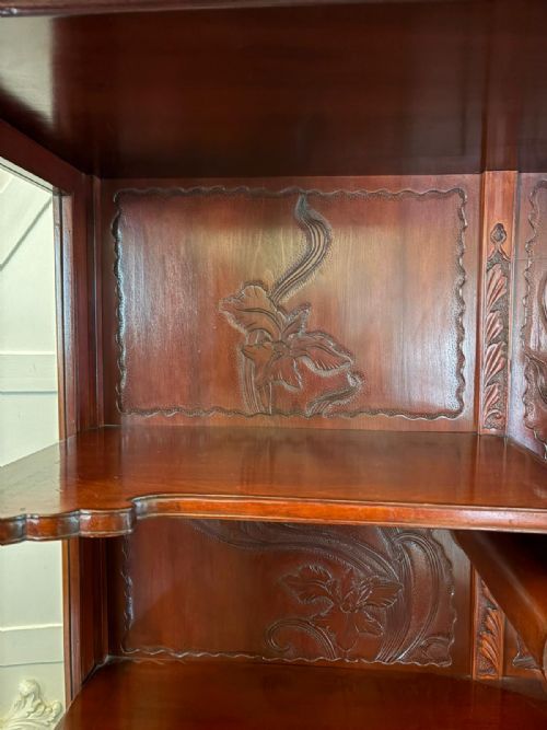 FABULOUS ANTIQUE JAPANESE RED LACQUER HARDWOOD DISPLAY CABINET - ADDITIONAL PHOTO 9