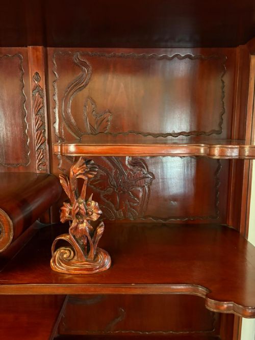 FABULOUS ANTIQUE JAPANESE RED LACQUER HARDWOOD DISPLAY CABINET - ADDITIONAL PHOTO 12