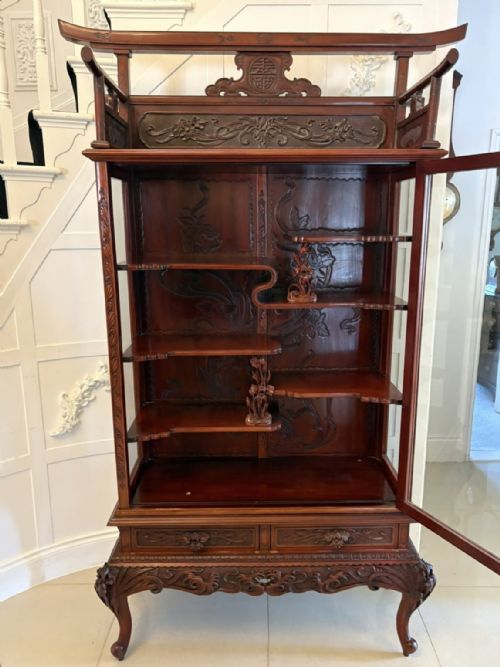 FABULOUS ANTIQUE JAPANESE RED LACQUER HARDWOOD DISPLAY CABINET - ADDITIONAL PHOTO 17