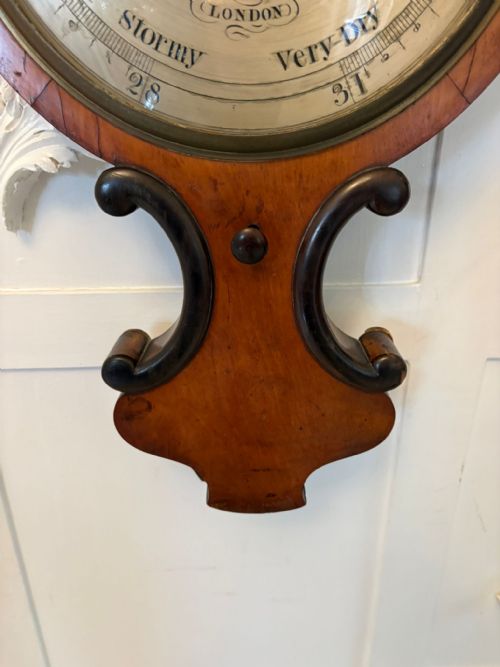 ANTIQUE VICTORIAN ENGLISH WALNUT WHEEL BAROMETER BY G L GUANZIROLI LONDON - ADDITIONAL PHOTO 3
