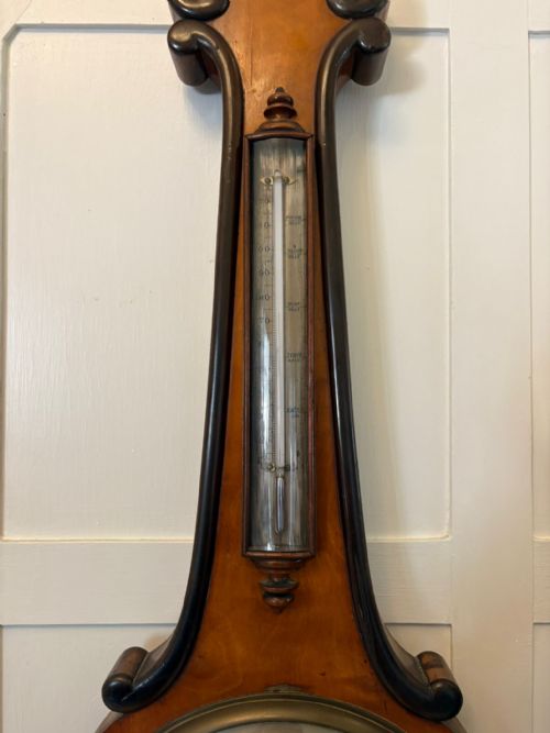 ANTIQUE VICTORIAN ENGLISH WALNUT WHEEL BAROMETER BY G L GUANZIROLI LONDON - ADDITIONAL PHOTO 4