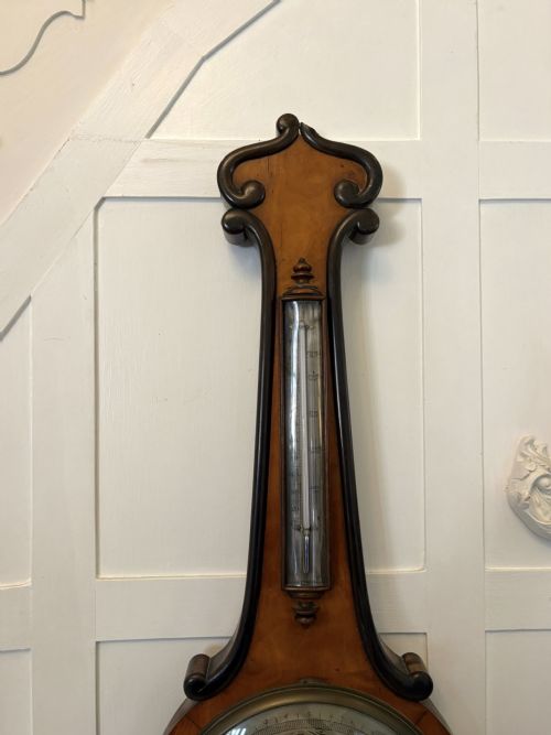 ANTIQUE VICTORIAN ENGLISH WALNUT WHEEL BAROMETER BY G L GUANZIROLI LONDON - ADDITIONAL PHOTO 5