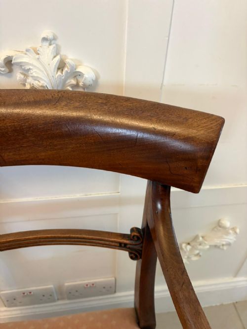 ANTIQUE REGENCY MAHOGANY SET OF 6 DINING CHAIRS INCLUDING 2 CARVERS - ADDITIONAL PHOTO 2